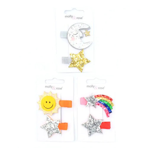 Weather Themed Glitter Clips (Pack of 2) - Anilas UK