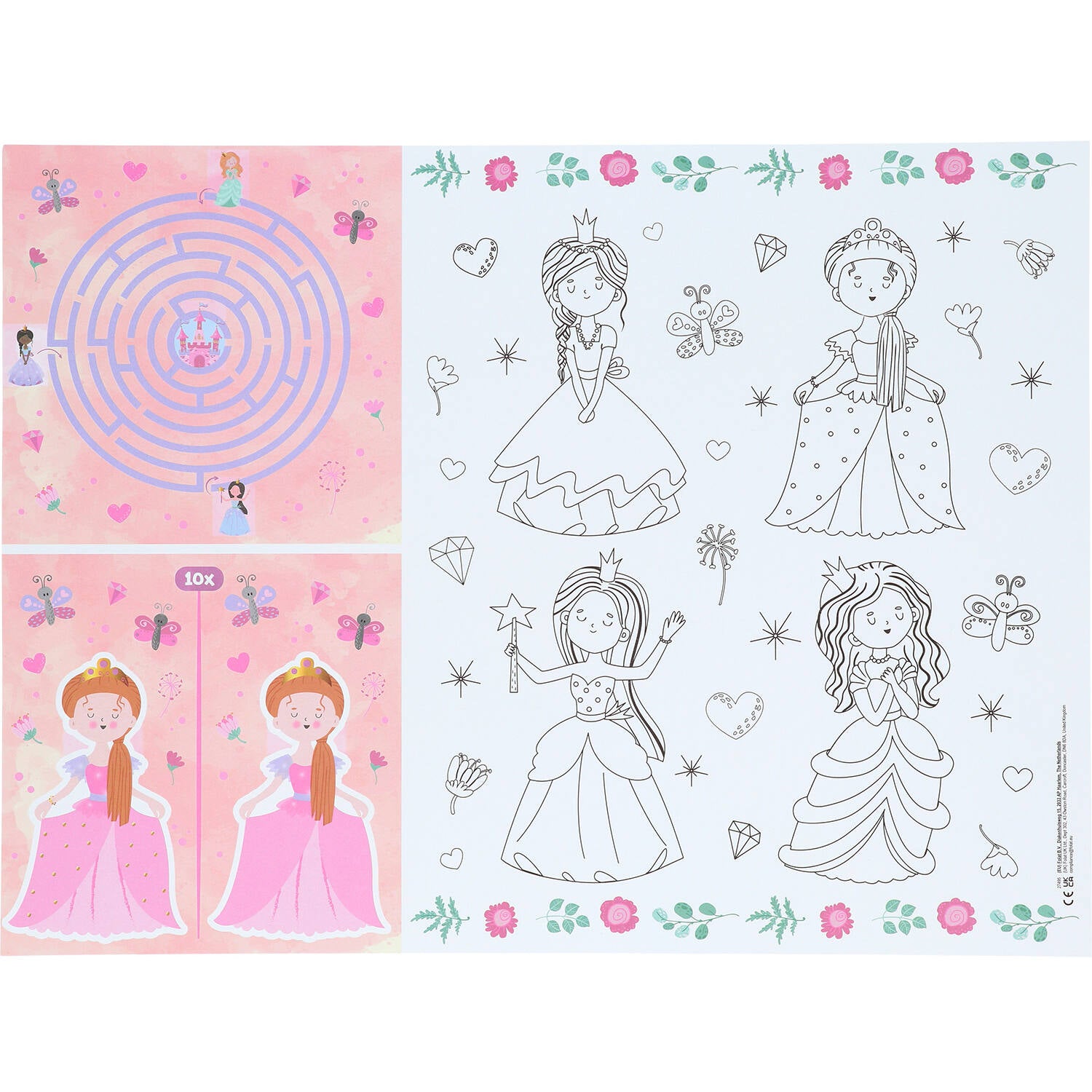 Pretty Princess Colour It Yourself Activity Placemat -  (6 pieces) - Anilas UK