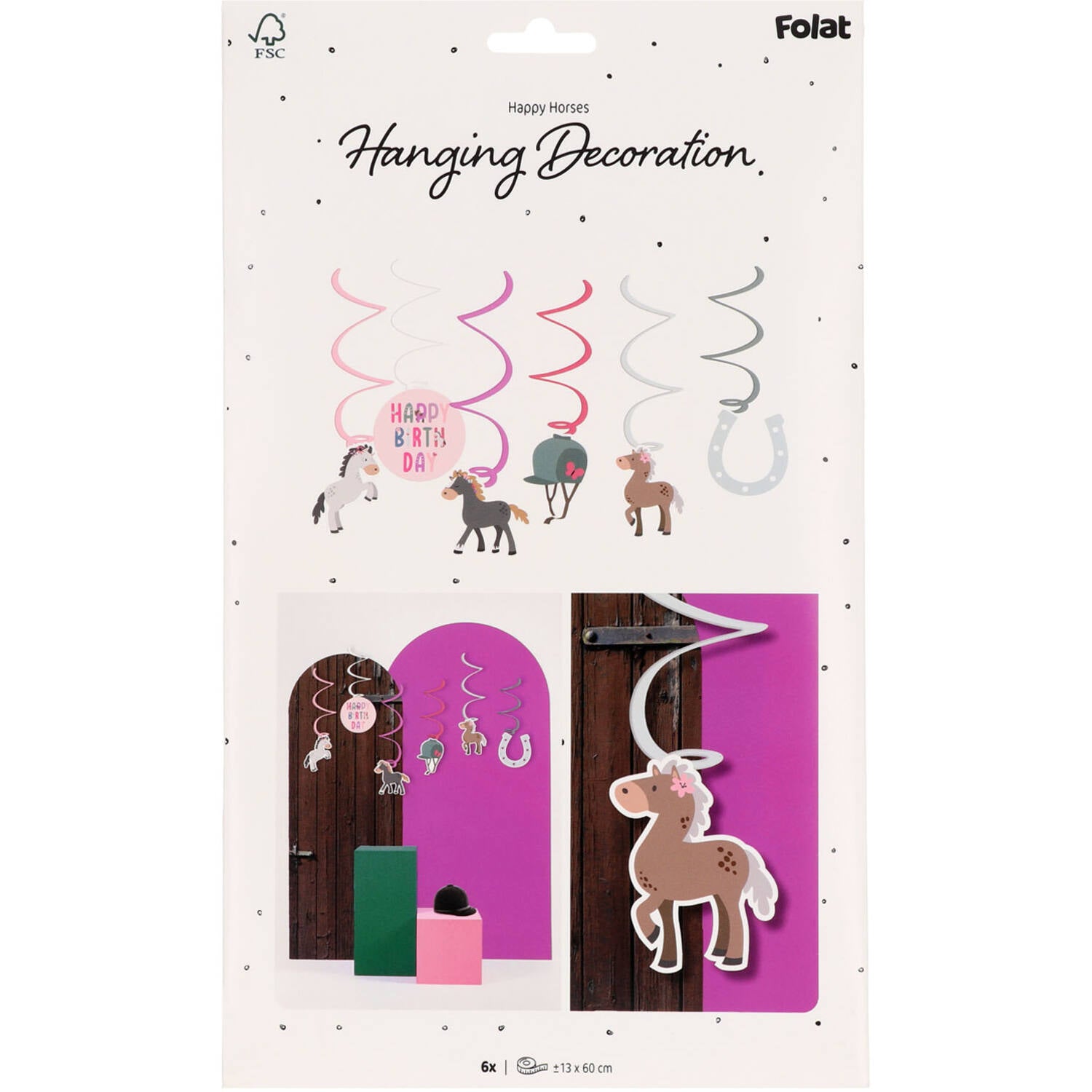 Hanging Swirl Decoration - Happy Horse (6 pieces) - Anilas UK