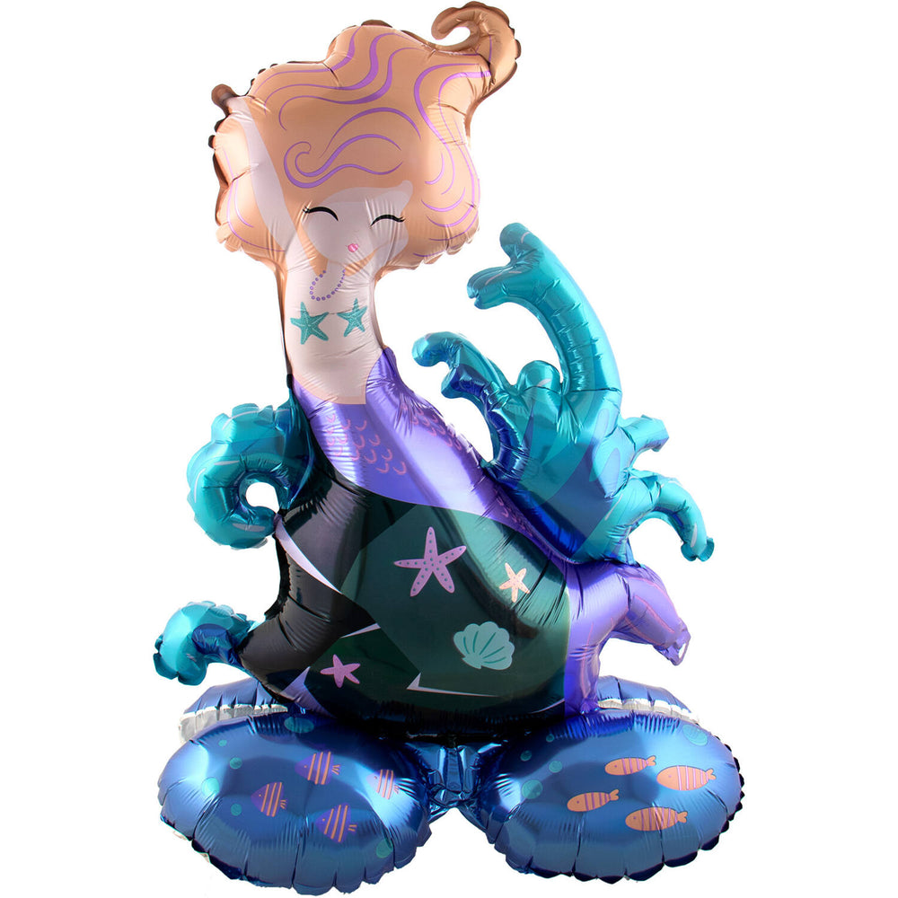 Mermaid Floor Standing Foil Birthday Party Balloon - (55 x 80 cm) - Anilas UK