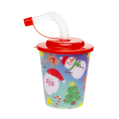 Christmas Drinking Cup Tumbler With Straw