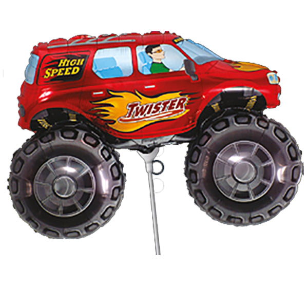 10" Red Big Wheels Monster Truck Foil Balloons - Anilas UK
