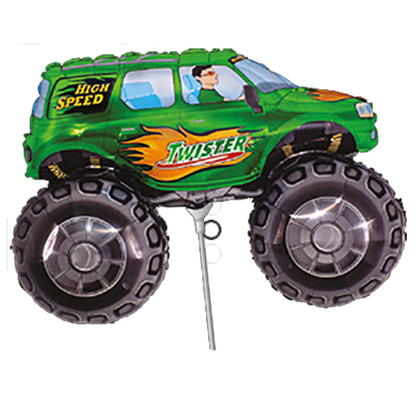 10" Green Big Wheels Monster Truck Foil Balloons - Anilas UK