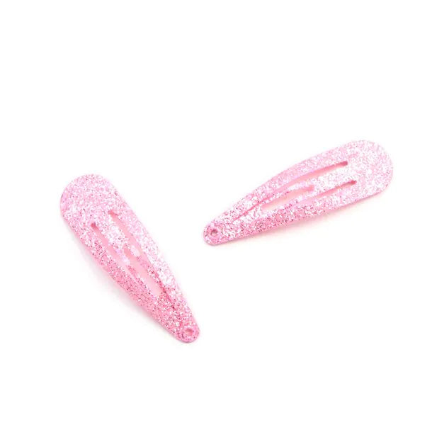 Ballerina Pink Glitter Snap Hair Clips & Ponytail Holders Set