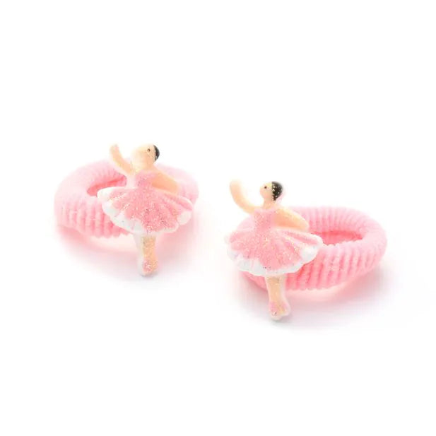 Ballerina Pink Glitter Snap Hair Clips & Ponytail Holders Set