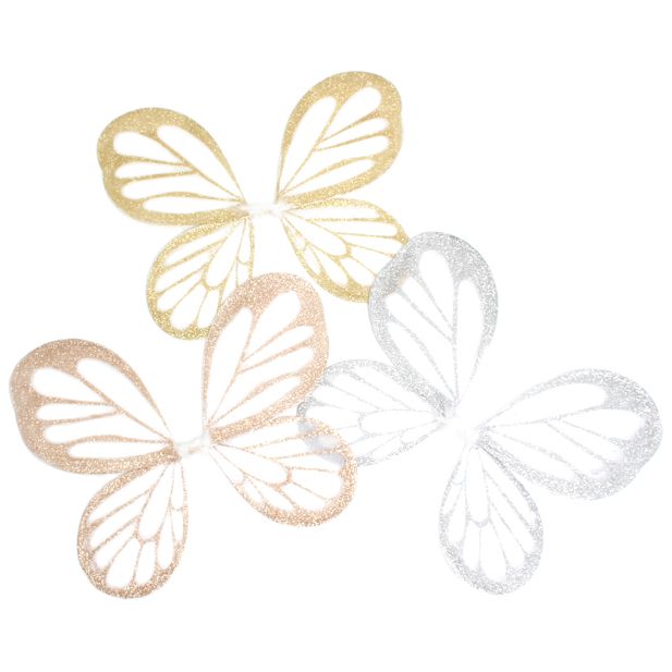 White Sparkly Fairy Wings with coloured glitter 45x35cm - Anilas UK