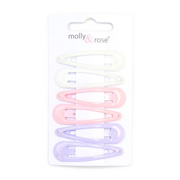 Pastel Glitter Hair Bendies Snap Clips Sleepies Hair Accessories -5cm (Pack of 6) - Anilas UK