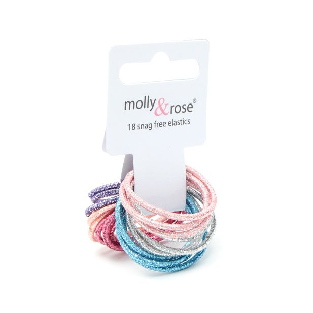 Glitter elastics - Assorted - Card of 18 - 2mm thick - Anilas UK