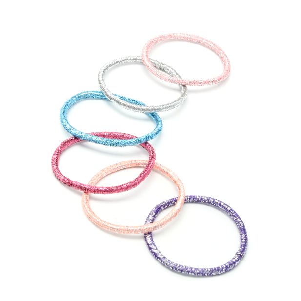 Glitter elastics - Assorted - Card of 18 - 2mm thick - Anilas UK