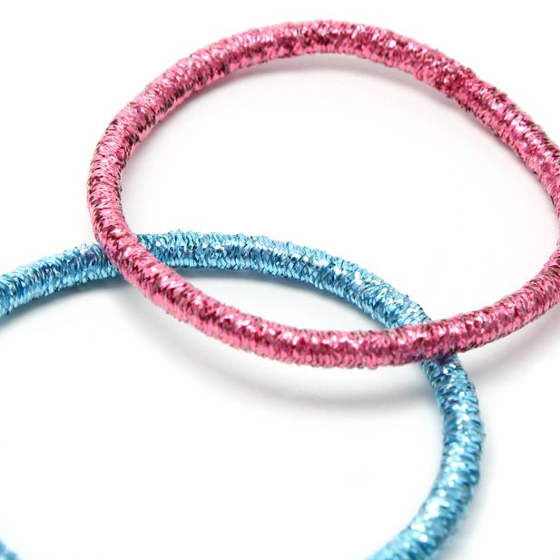 Glitter elastics - Assorted - Card of 18 - 2mm thick - Anilas UK
