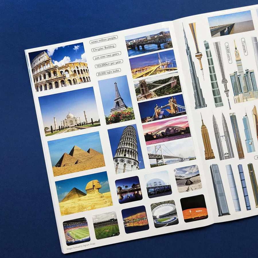 Discover Mega Structures Sticker Book - Find, Stick and Learn - Anilas UK