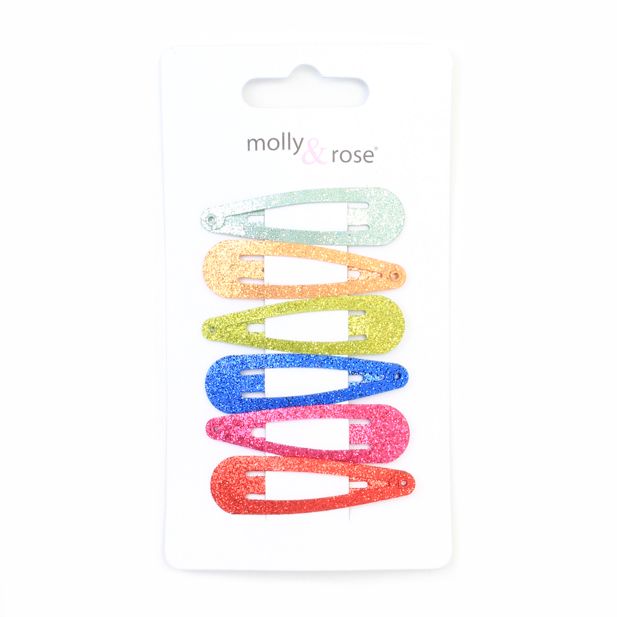 Bright Glitter Hair Bendies Snap Clips Sleepies Hair Accessories -5cm (Pack of 6) - Anilas UK