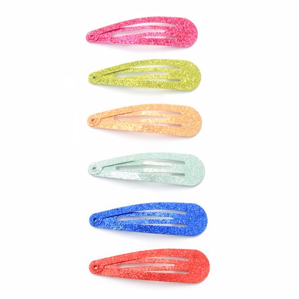 Bright Glitter Hair Bendies Snap Clips Sleepies Hair Accessories -5cm (Pack of 6) - Anilas UK
