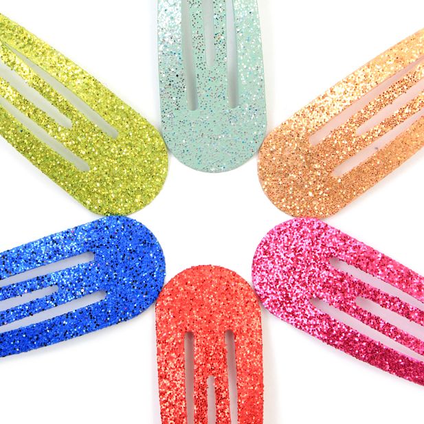 Bright Glitter Hair Bendies Snap Clips Sleepies Hair Accessories -5cm (Pack of 6) - Anilas UK