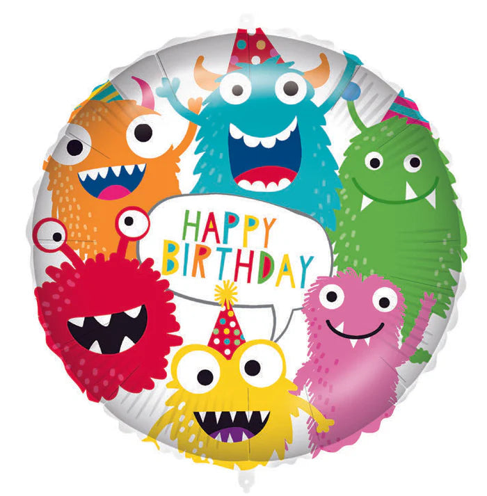 Happy Birthday Monsters Foil Balloon - Anilas UK