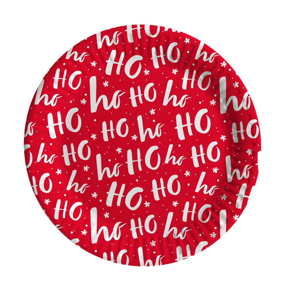 Christmas Contemporary Ho Ho Paper Plates - 23cm (Pack of 6)