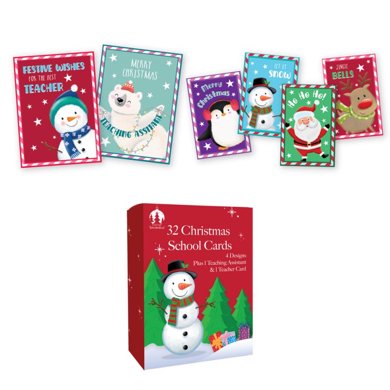 Christmas School Cards - Pack of 32