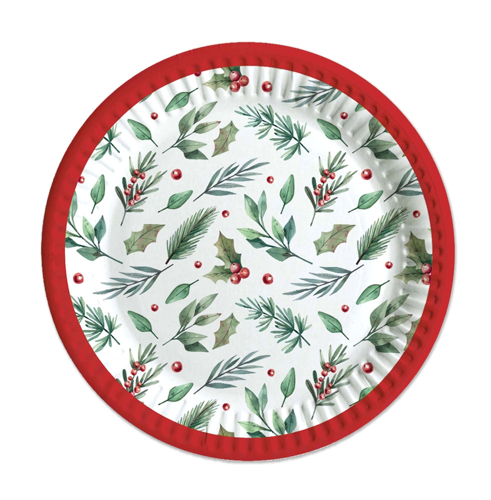 Christmas Traditional Paper Plates - 23cm (Pack of 6)