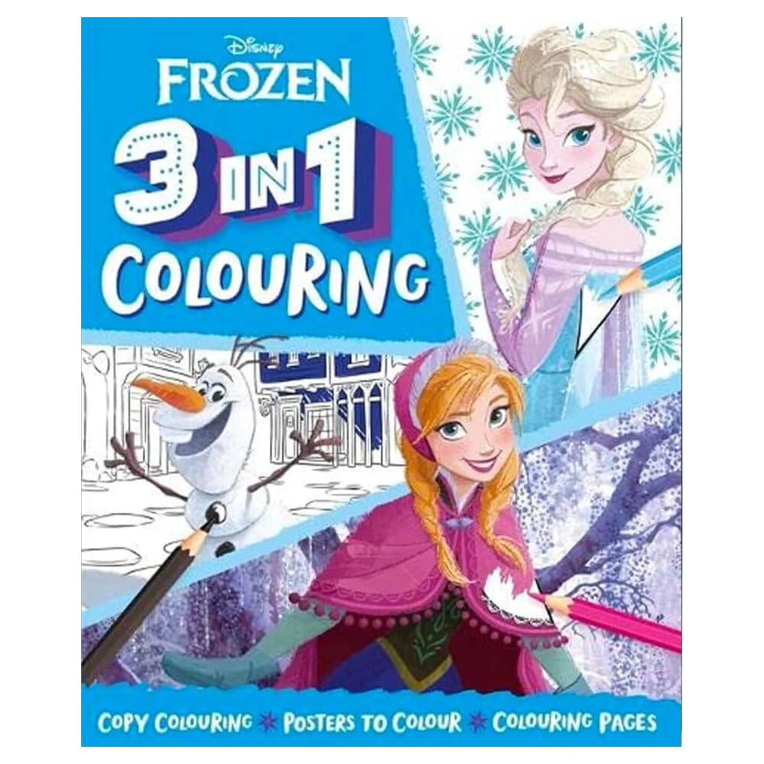 Disney Frozen 3-in-1 Colouring Book, 32 Pages - Anilas UK