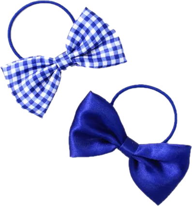 Pack of 2 Girls Royal Blue School Hair Bow Elastics - Anilas UK