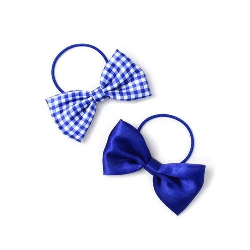 Pack of 2 Girls Royal Blue School Hair Bow Elastics - Anilas UK