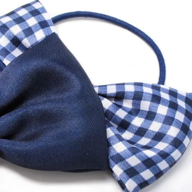 Pack of 2 Girls Navy School Hair Bow Elastics - Anilas UK