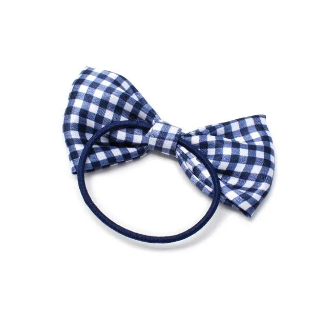 Pack of 2 Girls Navy School Hair Bow Elastics - Anilas UK