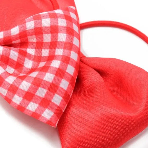 Pack of 2 Girls Red School Hair Bow Elastics - Anilas UK