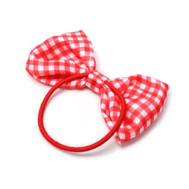 Pack of 2 Girls Red School Hair Bow Elastics - Anilas UK