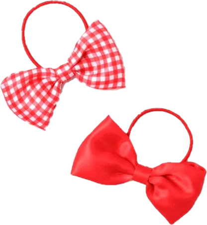 Pack of 2 Girls Red School Hair Bow Elastics - Anilas UK