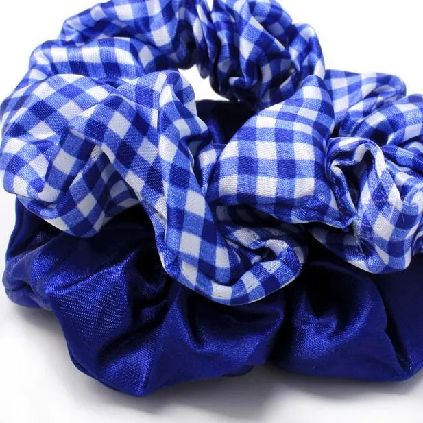 Pack of 2 Girls Royal Blue School Hair Scrunchies - Anilas UK