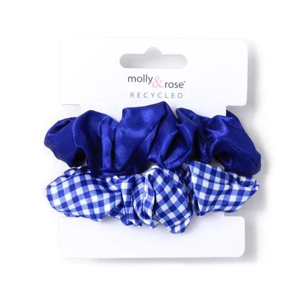 Pack of 2 Girls Royal Blue School Hair Scrunchies - Anilas UK