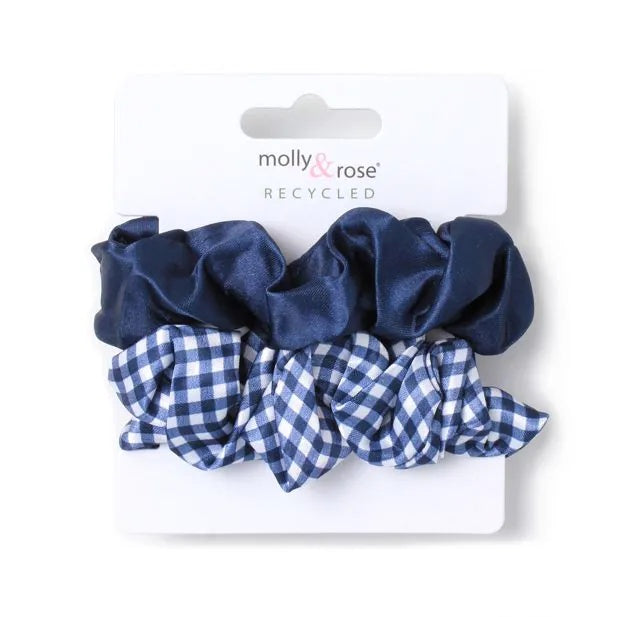 Pack of 2 Girls Navy School Hair Scrunchies - Anilas UK
