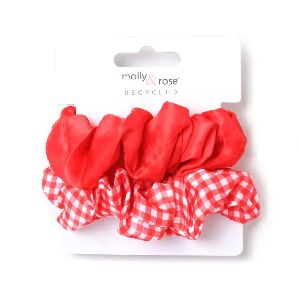 Pack of 2 Girls Red School Hair Scrunchies - Anilas UK