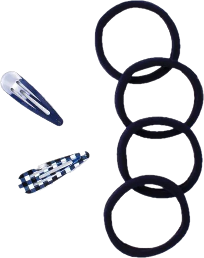 Set of 4 Navy Blue School Ponytail Holder & Snap Clips Set - Anilas UK