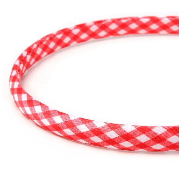 Girls Red Gingham Alice band, 1cm wide - Anilas UK