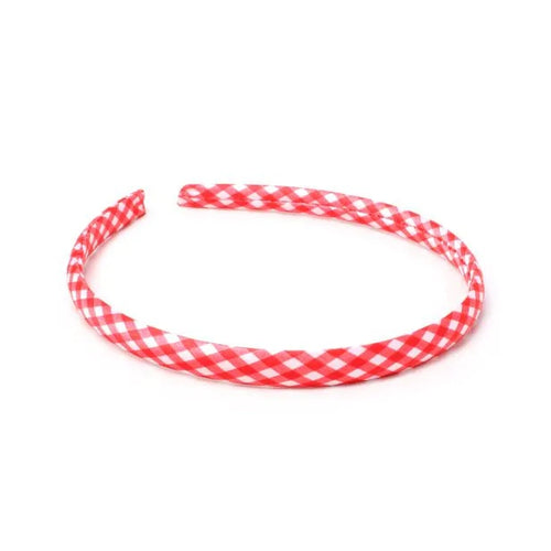 Girls Red Gingham Alice band, 1cm wide - Anilas UK