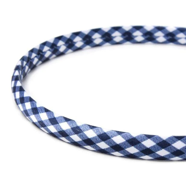 Girls Navy Gingham Alice band, 1cm wide - Anilas UK