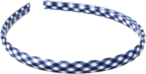 Girls Navy Gingham Alice band, 1cm wide - Anilas UK