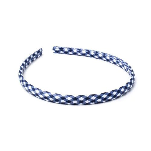 Girls Navy Gingham Alice band, 1cm wide - Anilas UK
