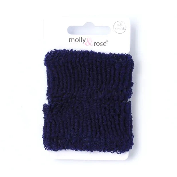 Navy Donut Hair Ties, 3 cm Thick, Set of 2, 5.5 cm Diameter - Anilas UK
