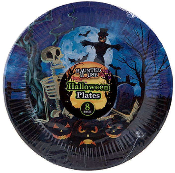 Halloween Cemetery Design Paper Plates (8 pieces)