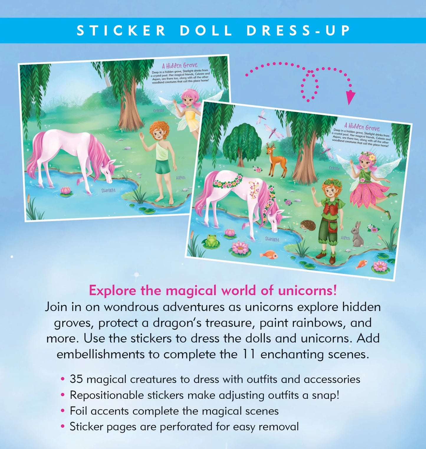 Unicorns Sticker Doll Dress-Up Book - Anilas UK