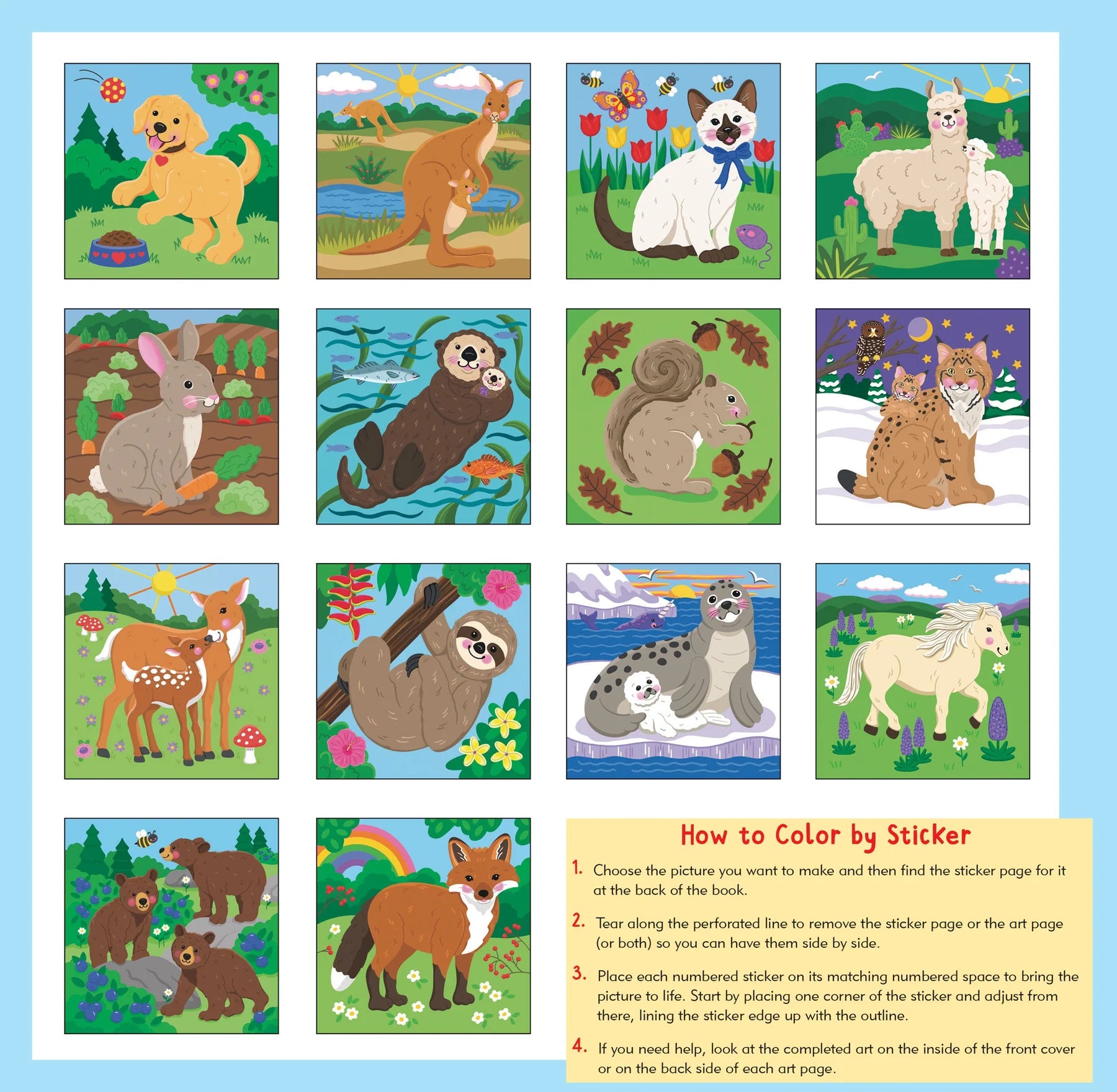 My First Colour-by-Sticker Book - Furry Friends - Anilas UK