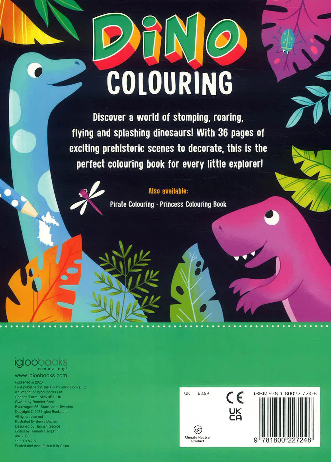 Dino - Dinosaur Colouring Book - Anilas UK