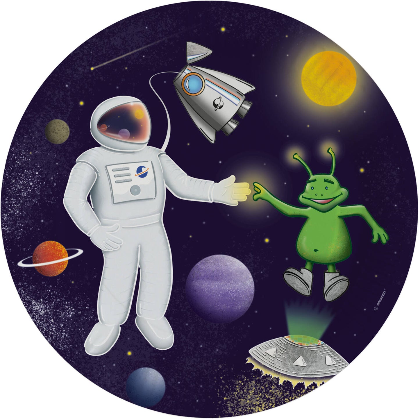 Space Party Paper Plates 23 cm (Pack of 8) - Anilas UK