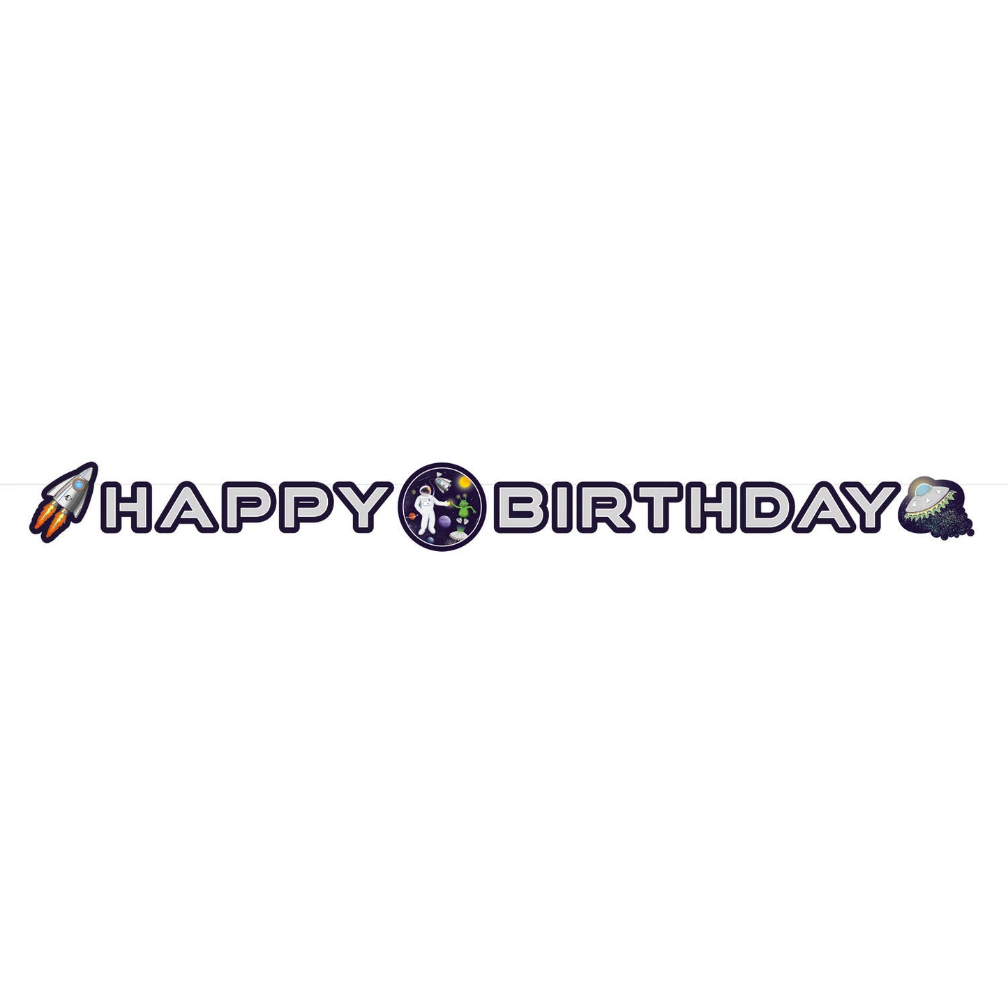 Space Party Happy Birthday Letter Banner 192 x 12 cm - Anilas UK