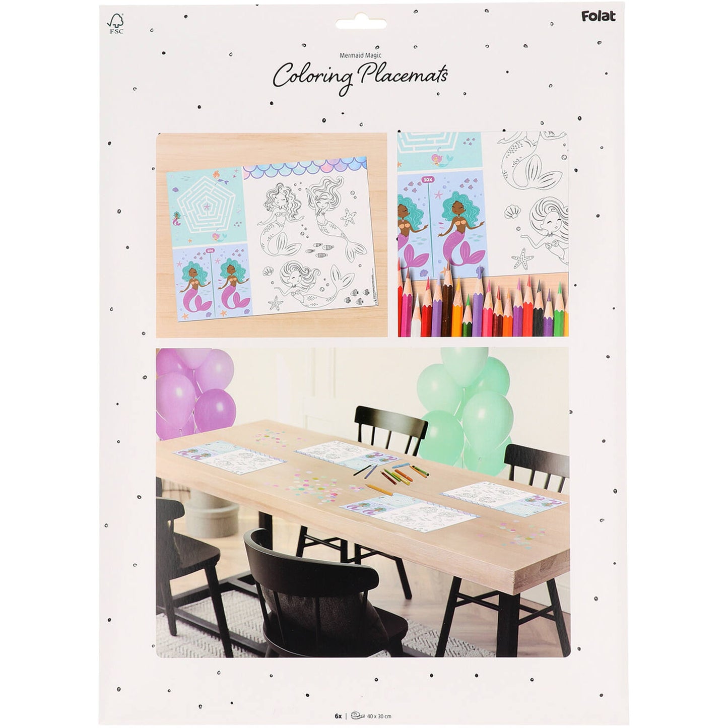 Mermaid Magic Colour It Yourself Activity Placemat (6 pieces) - Anilas UK