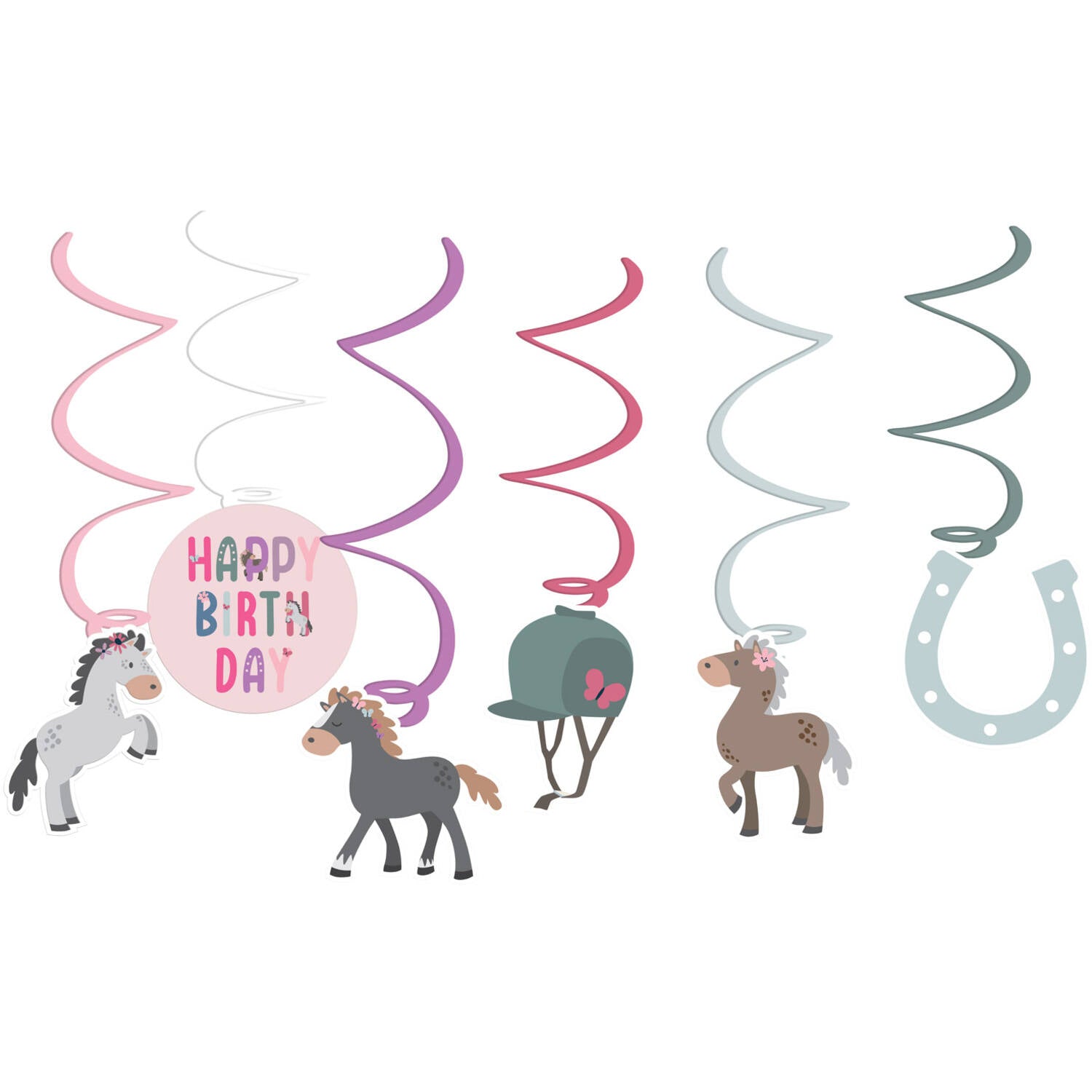 Hanging Swirl Decoration - Happy Horse (6 pieces) - Anilas UK