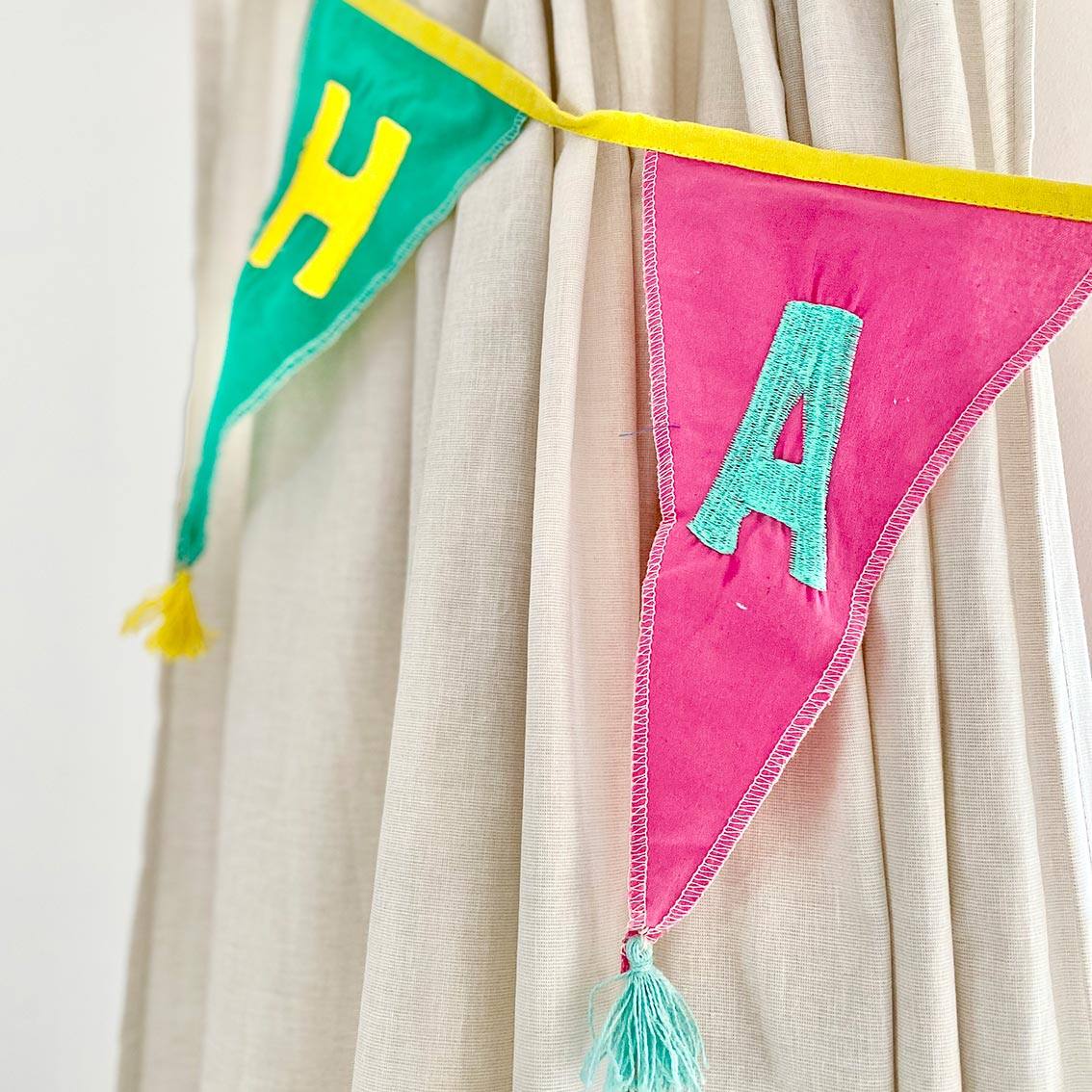 Rainbow 'Happy Birthday' Fabric Bunting - 3m - Anilas UK